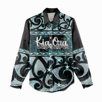 Kia Ora New Zealand Women Casual Shirt Aotearoa Proud Maori Paua Shell Silver Fern - Polynesian Pride