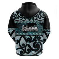 Kia Ora New Zealand Zip Hoodie Aotearoa Proud Maori Paua Shell Silver Fern - Polynesian Pride