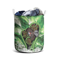 Piwakawaka New Zealand Christmas In July Laundry Basket NZ Aroha Koru Fern Marble Vibes