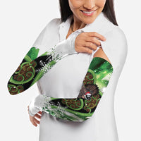 Piwakawaka New Zealand Christmas In July Arm Sleeves NZ Aroha Koru Fern Marble Vibes