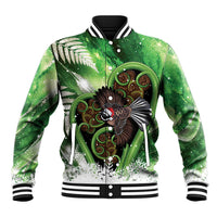 Piwakawaka New Zealand Christmas In July Baseball Jacket NZ Aroha Koru Fern Marble Vibes