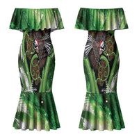 Piwakawaka New Zealand Christmas In July Couples Matching Mermaid Dress and Long Sleeve Button Shirt NZ Aroha Koru Fern Marble Vibes LT14 - Polynesian Pride