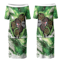 Piwakawaka New Zealand Christmas In July Couples Matching Puletasi and Hawaiian Shirt NZ Aroha Koru Fern Marble Vibes LT14 - Polynesian Pride