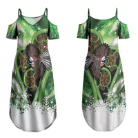 Piwakawaka New Zealand Christmas In July Couples Matching Summer Maxi Dress and Hawaiian Shirt NZ Aroha Koru Fern Marble Vibes LT14 - Polynesian Pride
