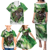 Piwakawaka New Zealand Christmas In July Family Matching Puletasi and Hawaiian Shirt NZ Aroha Koru Fern Marble Vibes LT14 - Polynesian Pride