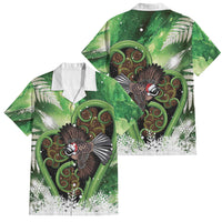 Piwakawaka New Zealand Christmas In July Family Matching Short Sleeve Bodycon Dress and Hawaiian Shirt NZ Aroha Koru Fern Marble Vibes LT14 Dad's Shirt - Short Sleeve Green - Polynesian Pride