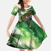 Piwakawaka New Zealand Christmas In July Family Matching Summer Maxi Dress and Hawaiian Shirt NZ Aroha Koru Fern Marble Vibes
