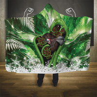 Piwakawaka New Zealand Christmas In July Hooded Blanket NZ Aroha Koru Fern Marble Vibes