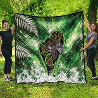 Piwakawaka New Zealand Christmas In July Quilt NZ Aroha Koru Fern Marble Vibes