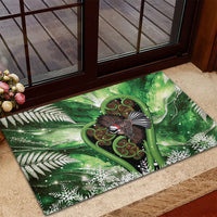 Piwakawaka New Zealand Christmas In July Rubber Doormat NZ Aroha Koru Fern Marble Vibes