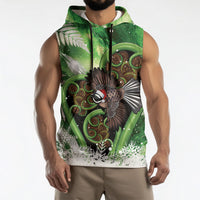 Piwakawaka New Zealand Christmas In July Sleeveless Hoodie NZ Aroha Koru Fern Marble Vibes