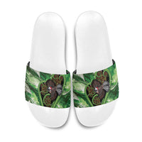 Piwakawaka New Zealand Christmas In July Slide Sandals NZ Aroha Koru Fern Marble Vibes