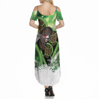 Piwakawaka New Zealand Christmas In July Summer Maxi Dress NZ Aroha Koru Fern Marble Vibes LT14 - Polynesian Pride