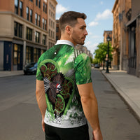 Piwakawaka New Zealand Christmas In July Zipper Polo Shirt NZ Aroha Koru Fern Marble Vibes LT14 - Polynesian Pride