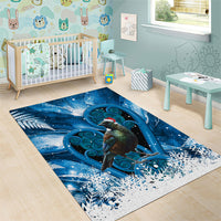 Tui Bird New Zealand Christmas In July Area Rug NZ Aroha Koru Fern Marble Vibes