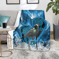 Tui Bird New Zealand Christmas In July Blanket NZ Aroha Koru Fern Marble Vibes