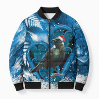 Tui Bird New Zealand Christmas In July Bomber Puffer Jacket NZ Aroha Koru Fern Marble Vibes