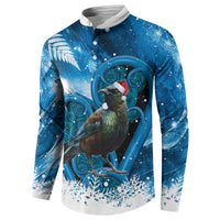 Tui Bird New Zealand Christmas In July Button Sweatshirt NZ Aroha Koru Fern Marble Vibes