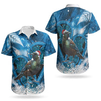 Tui Bird New Zealand Christmas In July Couples Matching Off The Shoulder Long Sleeve Dress and Hawaiian Shirt NZ Aroha Koru Fern Marble Vibes LT14 - Polynesian Pride