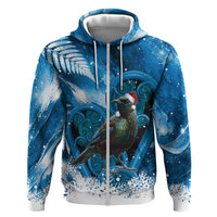Tui Bird New Zealand Christmas In July Hoodie NZ Aroha Koru Fern Marble Vibes