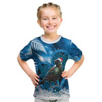 Tui Bird New Zealand Christmas In July Kid T Shirt NZ Aroha Koru Fern Marble Vibes
