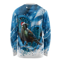 Tui Bird New Zealand Christmas In July Long Sleeve Shirt NZ Aroha Koru Fern Marble Vibes