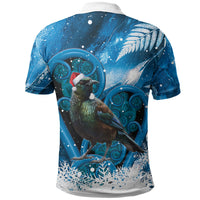 Tui Bird New Zealand Christmas In July Polo Shirt NZ Aroha Koru Fern Marble Vibes LT14 - Polynesian Pride