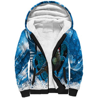 Tui Bird New Zealand Christmas In July Sherpa Hoodie NZ Aroha Koru Fern Marble Vibes