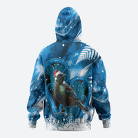 Tui Bird New Zealand Christmas In July Zip Hoodie NZ Aroha Koru Fern Marble Vibes