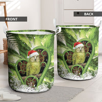 Kakapo New Zealand Christmas In July Laundry Basket NZ Aroha Koru Fern Marble Vibes