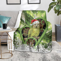 Kakapo New Zealand Christmas In July Blanket NZ Aroha Koru Fern Marble Vibes