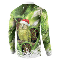 Kakapo New Zealand Christmas In July Button Sweatshirt NZ Aroha Koru Fern Marble Vibes
