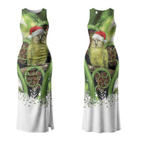 Kakapo New Zealand Christmas In July Couples Matching Tank Maxi Dress and Long Sleeve Button Shirt NZ Aroha Koru Fern Marble Vibes LT14 - Polynesian Pride