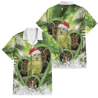 Kakapo New Zealand Christmas In July Family Matching Mermaid Dress and Hawaiian Shirt NZ Aroha Koru Fern Marble Vibes LT14 Dad's Shirt - Short Sleeve Green - Polynesian Pride