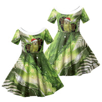 Kakapo New Zealand Christmas In July Family Matching Mermaid Dress and Hawaiian Shirt NZ Aroha Koru Fern Marble Vibes LT14 Daughter's Dress Green - Polynesian Pride