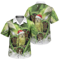 Kakapo New Zealand Christmas In July Family Matching Off The Shoulder Long Sleeve Dress and Hawaiian Shirt NZ Aroha Koru Fern Marble Vibes LT14 Son's Shirt Green - Polynesian Pride