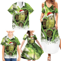 Kakapo New Zealand Christmas In July Family Matching Summer Maxi Dress and Hawaiian Shirt NZ Aroha Koru Fern Marble Vibes
