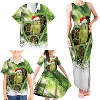 Kakapo New Zealand Christmas In July Family Matching Tank Maxi Dress and Hawaiian Shirt NZ Aroha Koru Fern Marble Vibes