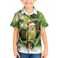 Kakapo New Zealand Christmas In July Kid Hawaiian Shirt NZ Aroha Koru Fern Marble Vibes LT14 Kid Green - Polynesian Pride