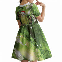 Kakapo New Zealand Christmas In July Kid Short Sleeve Dress NZ Aroha Koru Fern Marble Vibes LT14 - Polynesian Pride