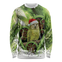 Kakapo New Zealand Christmas In July Long Sleeve Shirt NZ Aroha Koru Fern Marble Vibes