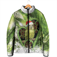 Kakapo New Zealand Christmas In July Padded Jacket NZ Aroha Koru Fern Marble Vibes