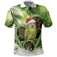 Kakapo New Zealand Christmas In July Polo Shirt NZ Aroha Koru Fern Marble Vibes LT14 Green - Polynesian Pride