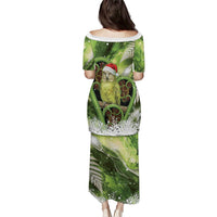 Kakapo New Zealand Christmas In July Puletasi NZ Aroha Koru Fern Marble Vibes