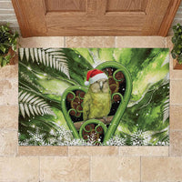 Kakapo New Zealand Christmas In July Rubber Doormat NZ Aroha Koru Fern Marble Vibes