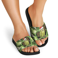 Kakapo New Zealand Christmas In July Slide Sandals NZ Aroha Koru Fern Marble Vibes