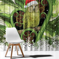 Kakapo New Zealand Christmas In July Window Curtain NZ Aroha Koru Fern Marble Vibes