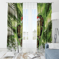 Kakapo New Zealand Christmas In July Window Curtain NZ Aroha Koru Fern Marble Vibes