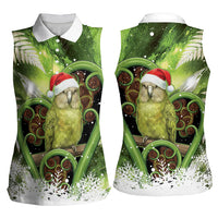 Kakapo New Zealand Christmas In July Women Sleeveless Polo Shirt NZ Aroha Koru Fern Marble Vibes