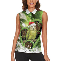 Kakapo New Zealand Christmas In July Women Sleeveless Polo Shirt NZ Aroha Koru Fern Marble Vibes